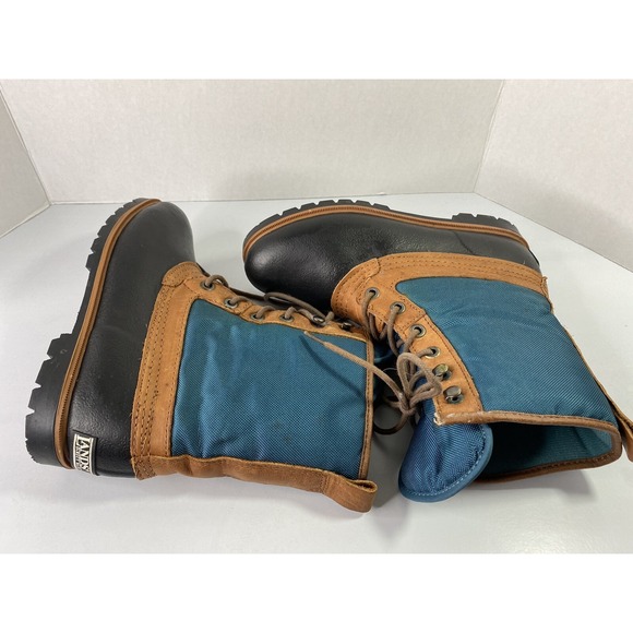 Lands End Womens Duck Boots Size 7 Blue Brown Rain Snow Protection For Feet S3 - Picture 5 of 10